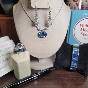 Paparazzi Silver and Blue Necklace Set